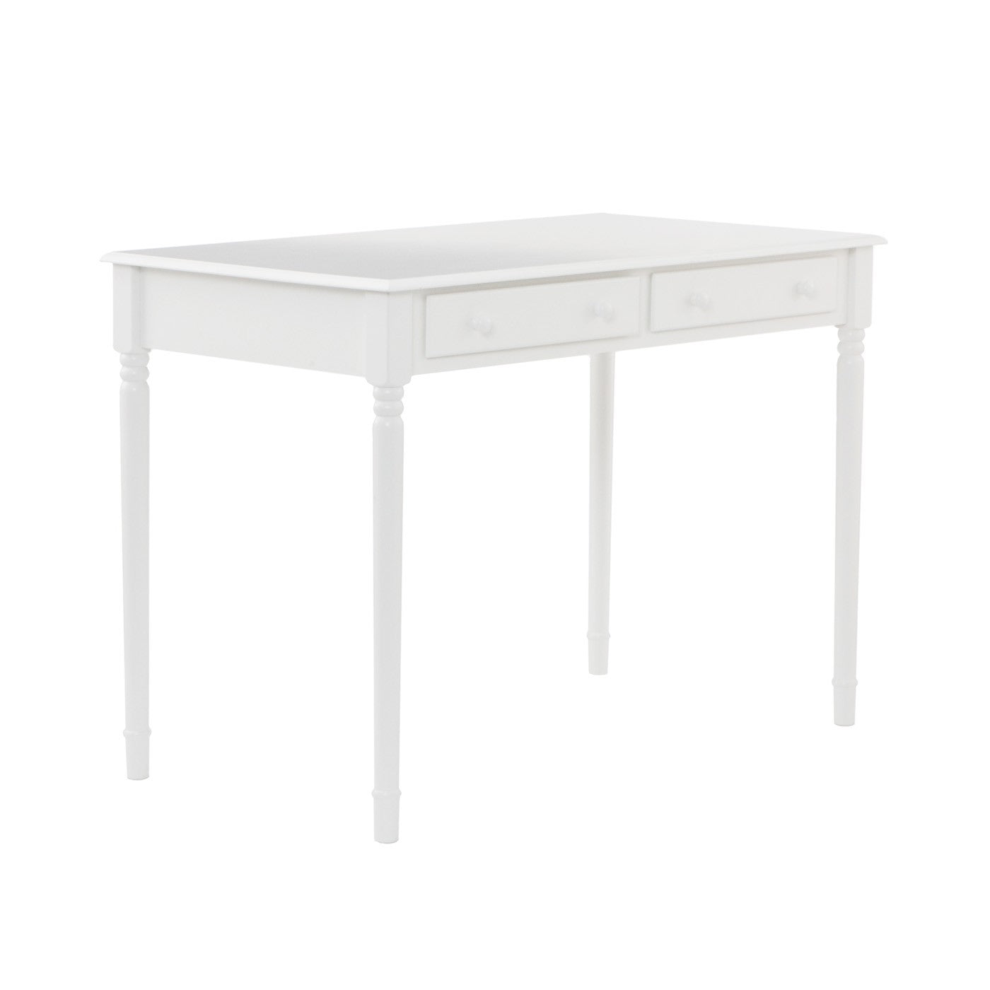 43" White Solid Wood Writing Desk With Two Drawers