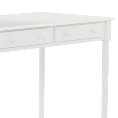 43" White Solid Wood Writing Desk With Two Drawers
