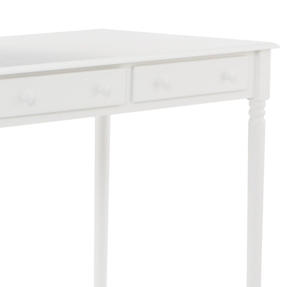 43" White Solid Wood Writing Desk With Two Drawers