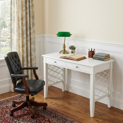 43" White Wood With Two Drawers