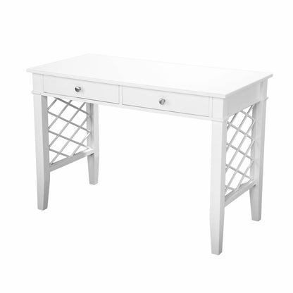 43" White Wood With Two Drawers