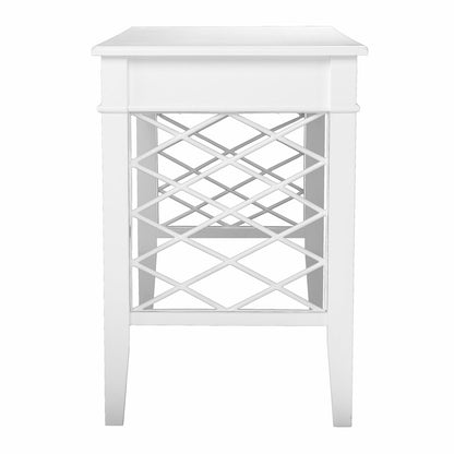 43" White Wood With Two Drawers
