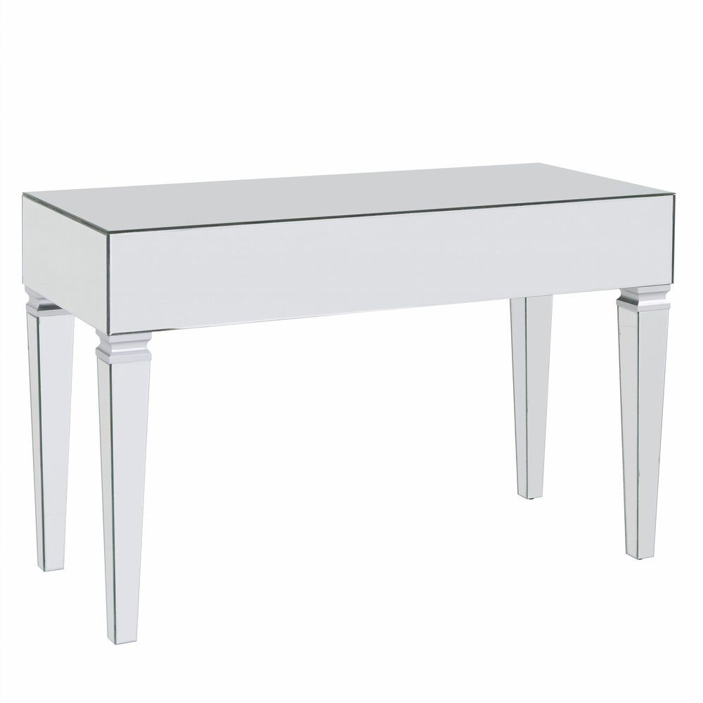 47" Silver Mirrored Writing Desk With Three Drawers