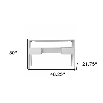 48" White Writing Desk With Two Drawers