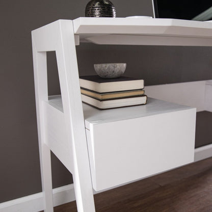 48" White Wood With Two Drawers