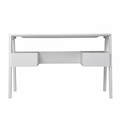 48" White Wood With Two Drawers