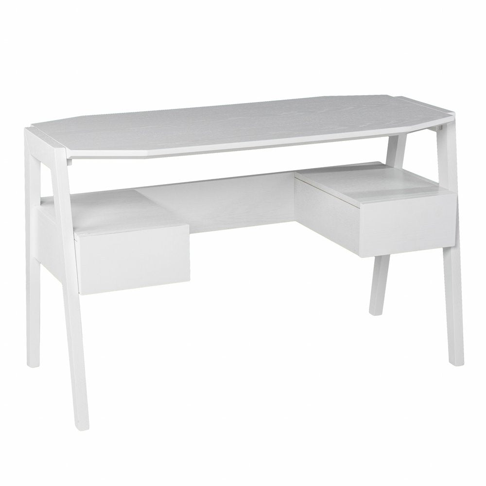 48" White Wood With Two Drawers