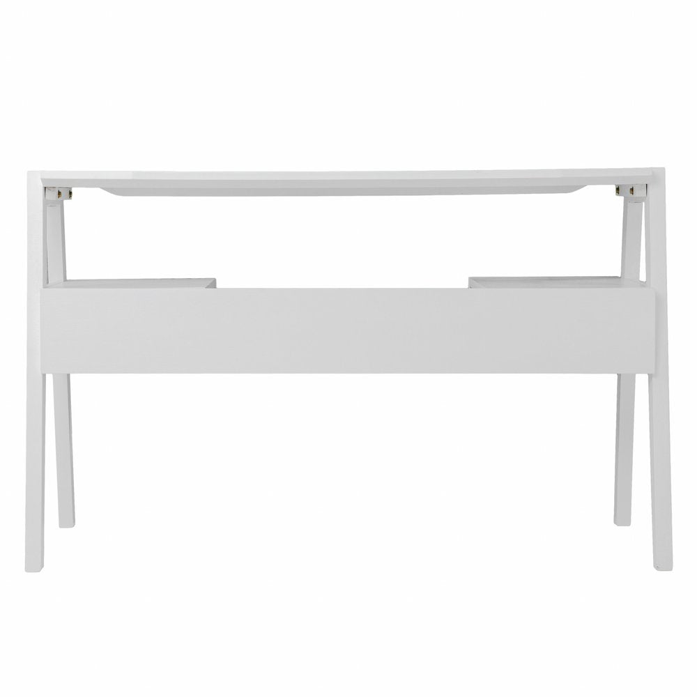 48" White Wood With Two Drawers