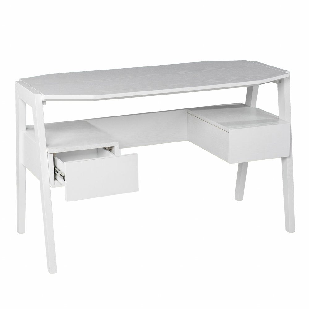 48" White Wood With Two Drawers