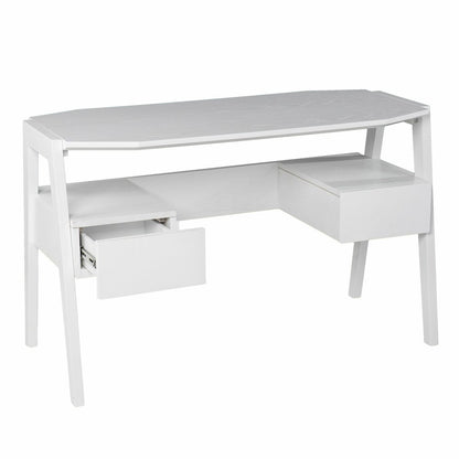 48" White Wood With Two Drawers