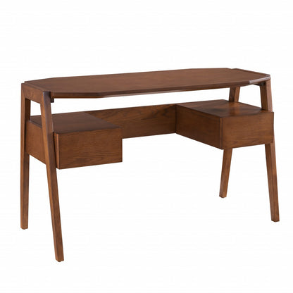 48" Brown Writing Desk With Two Drawers