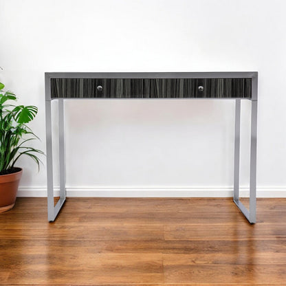 42" Silver Writing Desk With Two Drawers