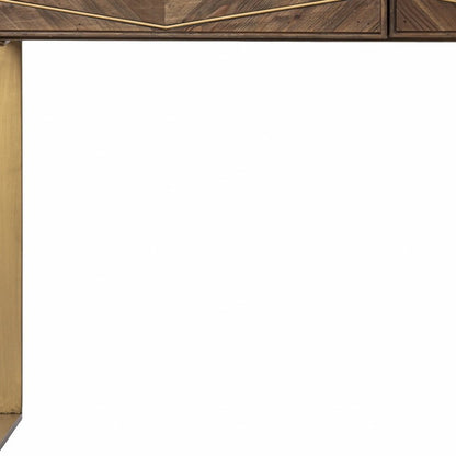 48" Brown and Gold Wood and Brass Sled