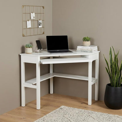 48" White Solid Wood Corner Writing Desk