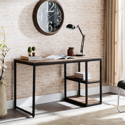 50" Brown and Black Solid Wood Writing Desk