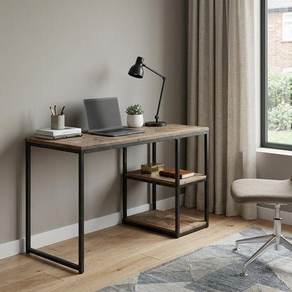 50" Brown and Black Solid Wood Writing Desk
