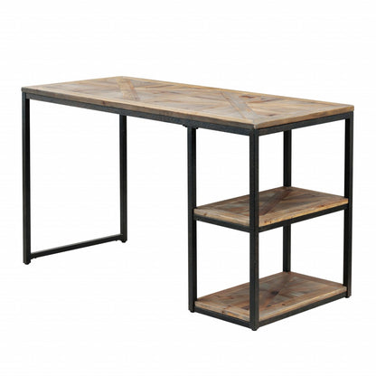 50" Brown and Black Solid Wood Writing Desk