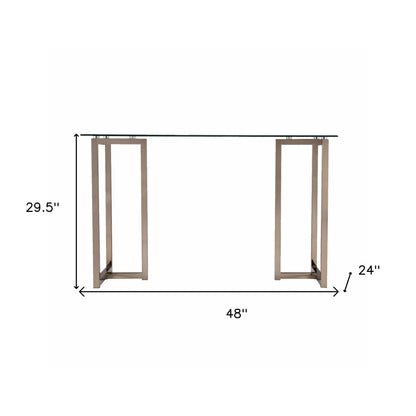 48" Clear and Champagne Glass Writing Desk