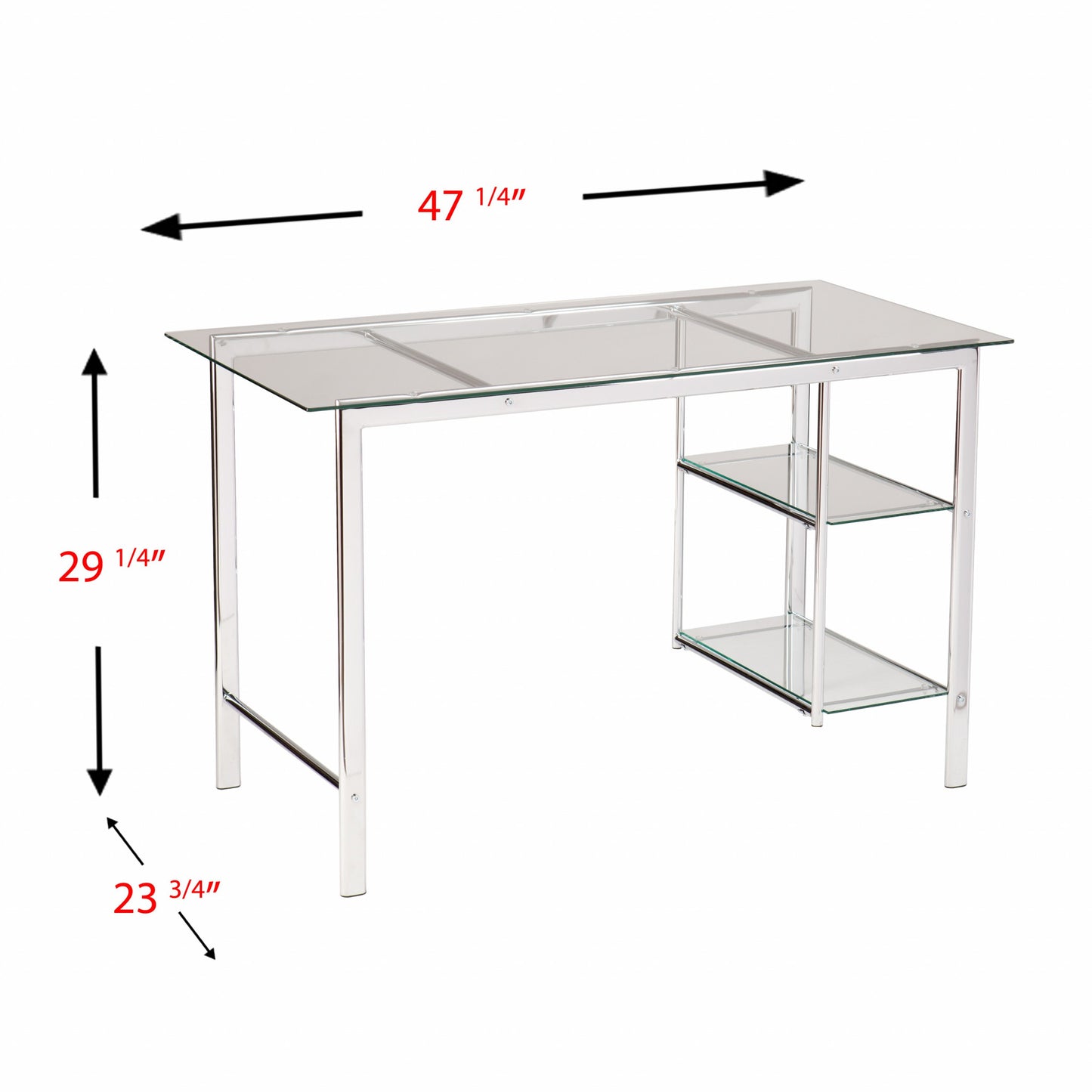 Clear and Chrome Glass Writing Desk