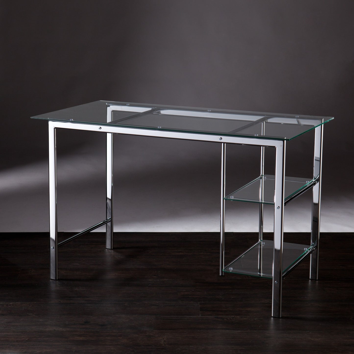 Clear and Chrome Glass Writing Desk