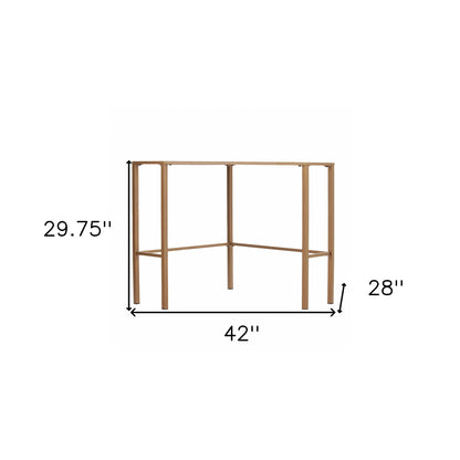 42" Clear and Gold Glass Writing Desk