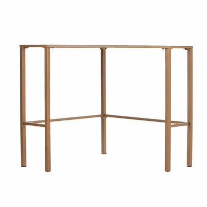 42" Clear and Gold Glass and Iron Corner Writing Desk
