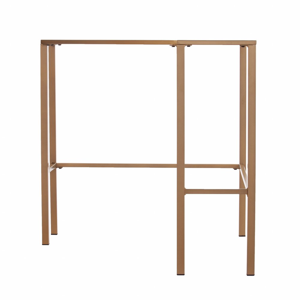 42" Clear and Gold Glass and Iron Corner Writing Desk