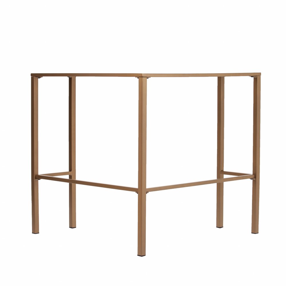 42" Clear and Gold Glass and Iron Corner Writing Desk