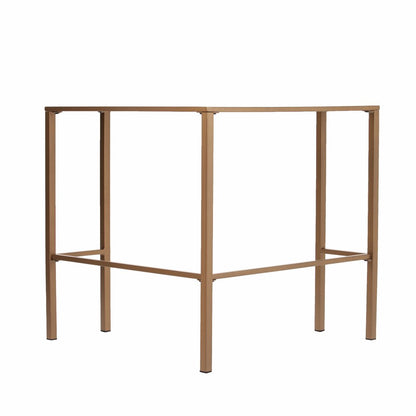 42" Clear and Gold Glass and Iron Corner Writing Desk