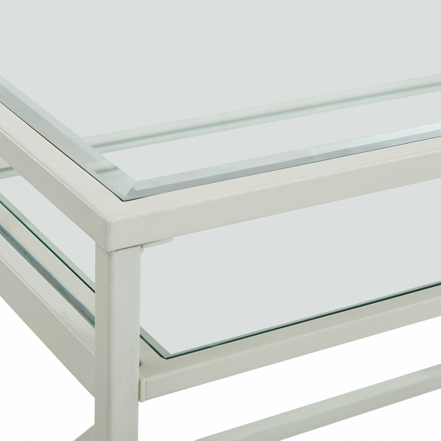 29" Clear And White Glass Writing Desk