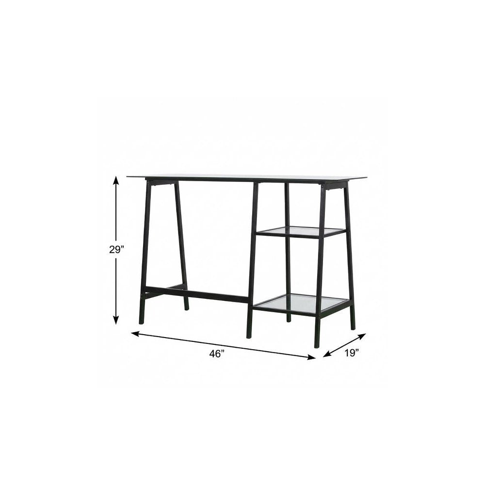 46" Clear and Black Glass Writing Desk