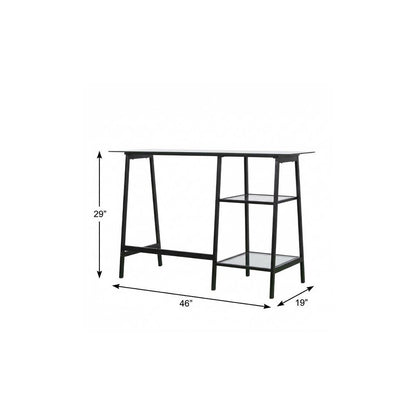 46" Clear and Black Glass Writing Desk