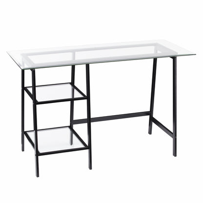 46" Clear and Black Glass Writing Desk