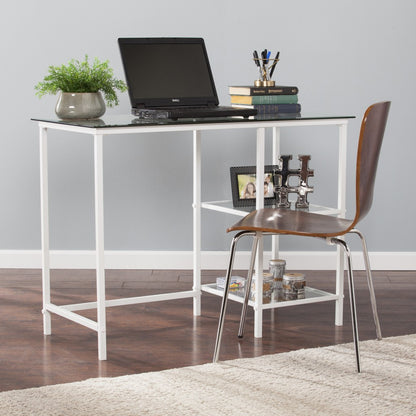 42" Clear and White Glass Writing Desk