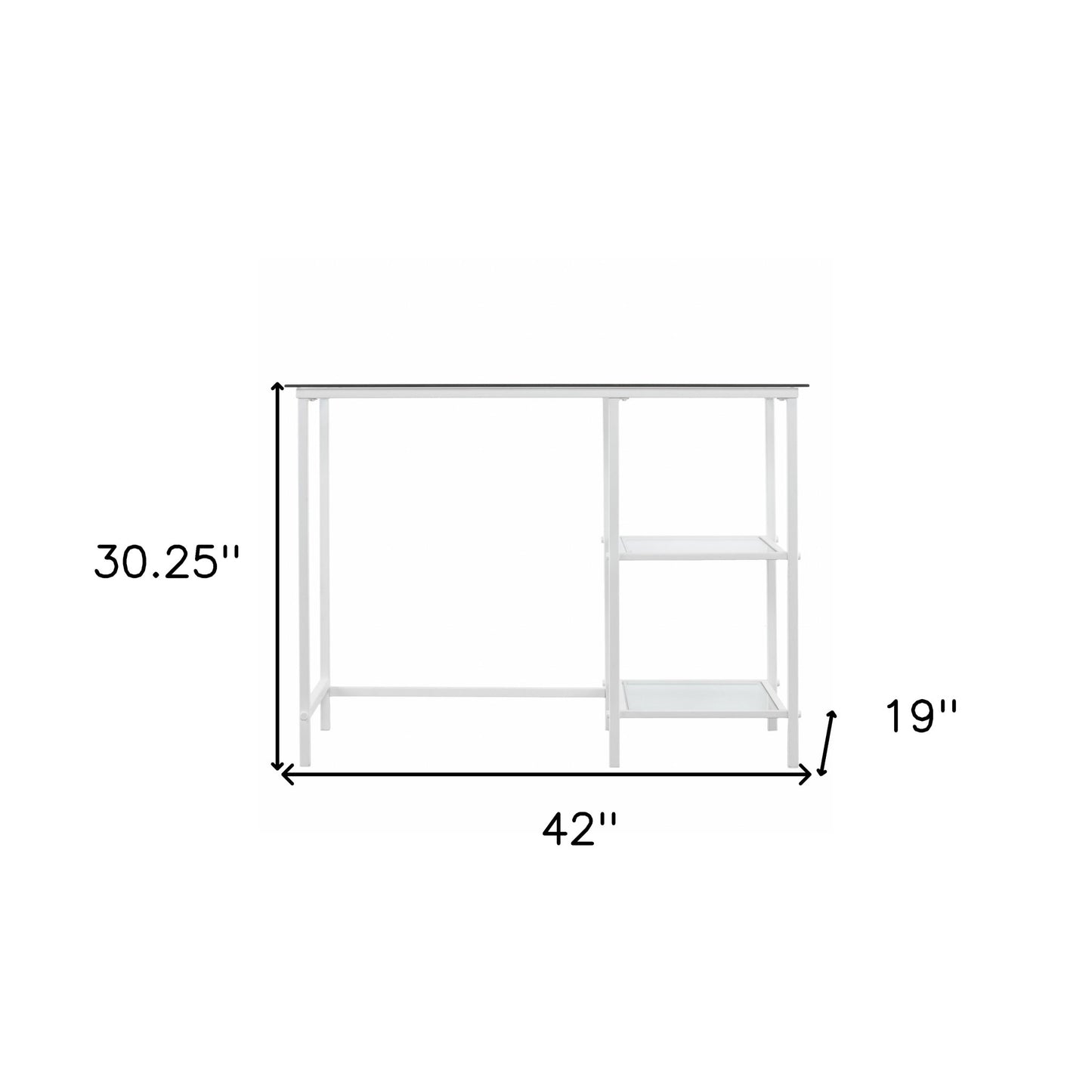 42" Clear and White Glass Writing Desk