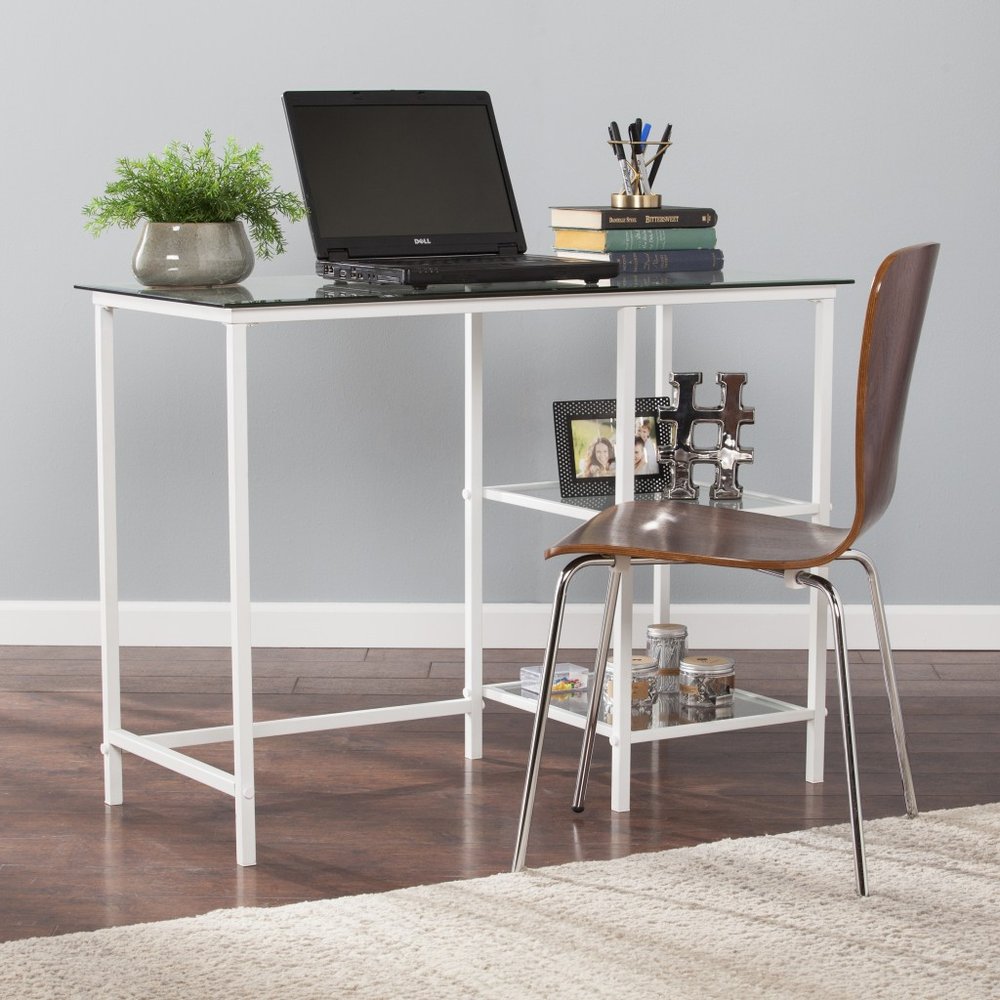 42" Clear and White Glass and Iron