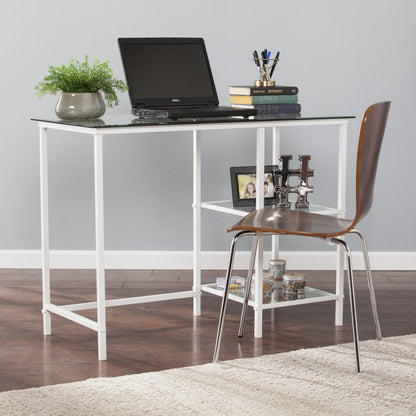 42" Clear and White Glass and Iron