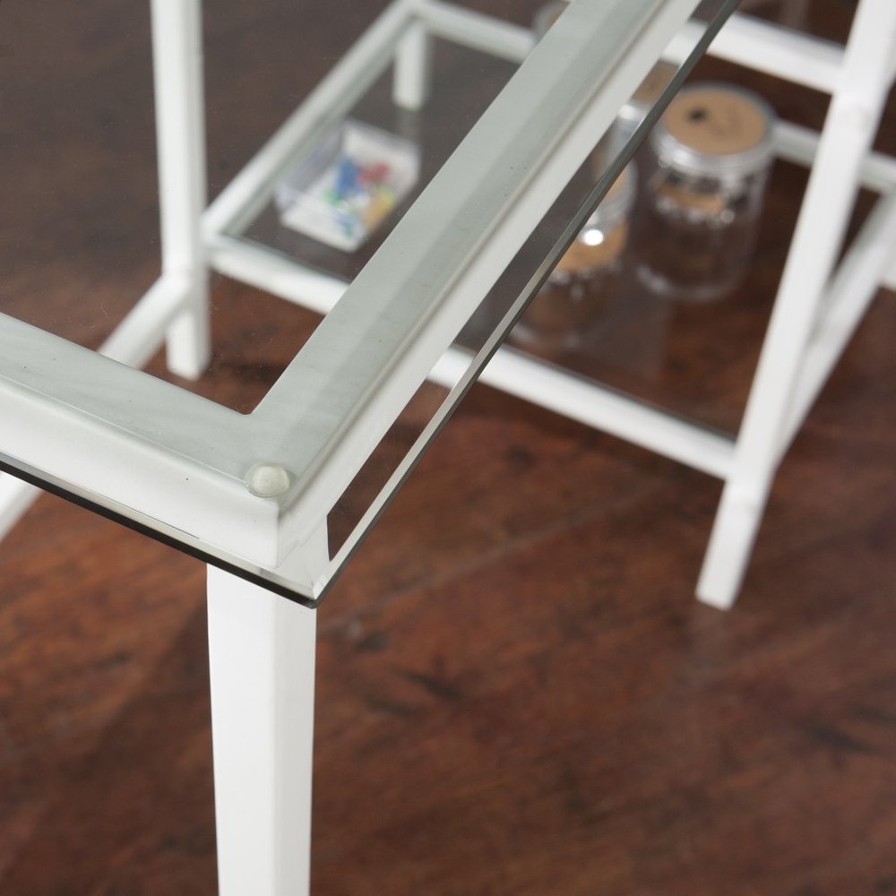 42" Clear and White Glass and Iron