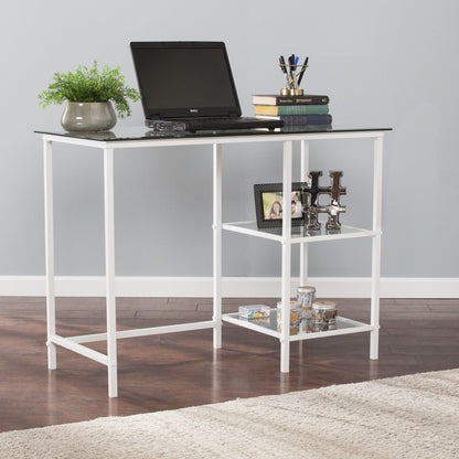 42" Clear and White Glass Writing Desk