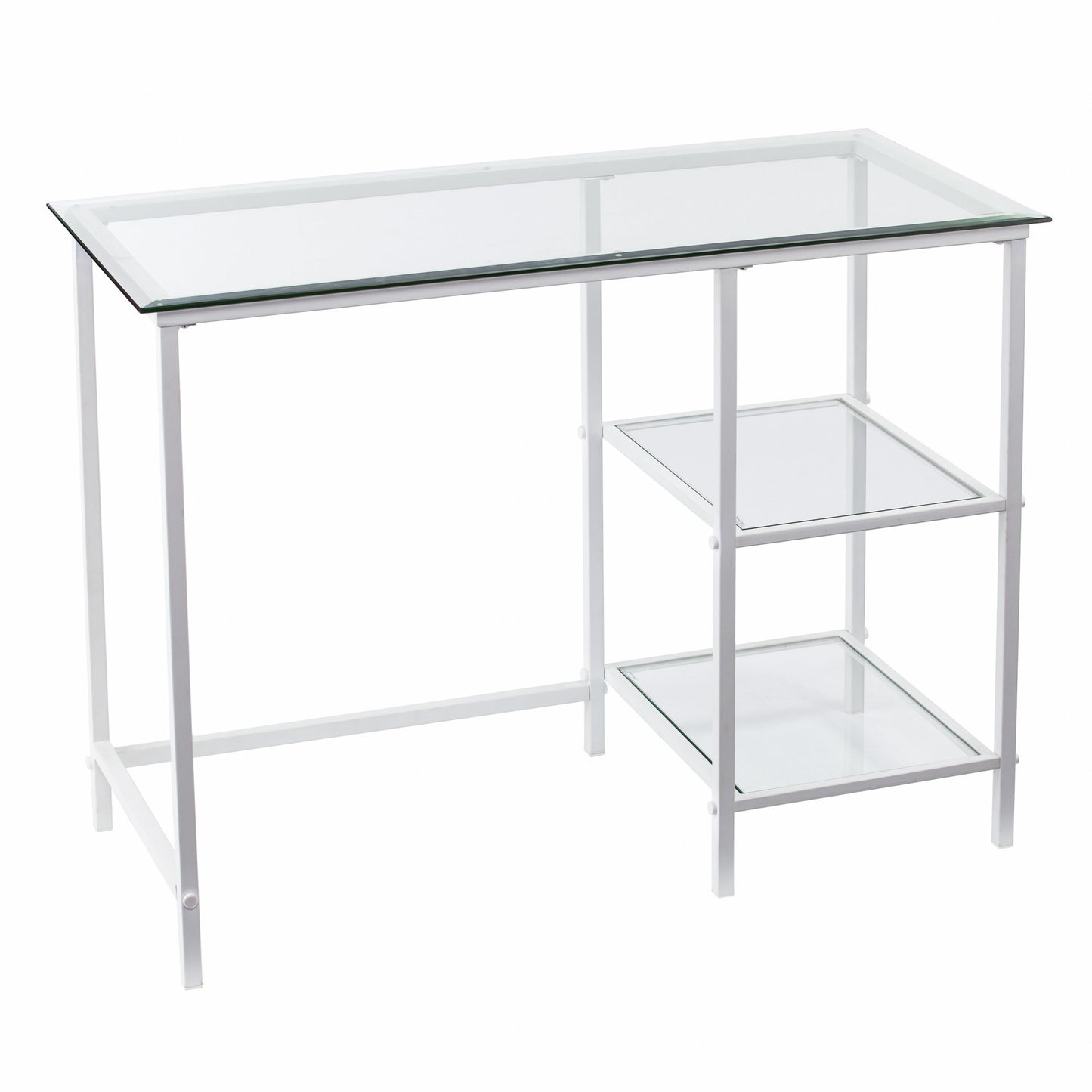 42" Clear and White Glass Writing Desk