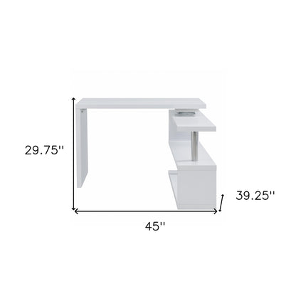 45" White Corner Writing Desk