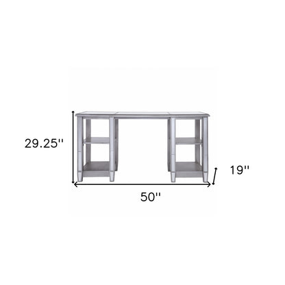 Matte Silver Mirrored Desk