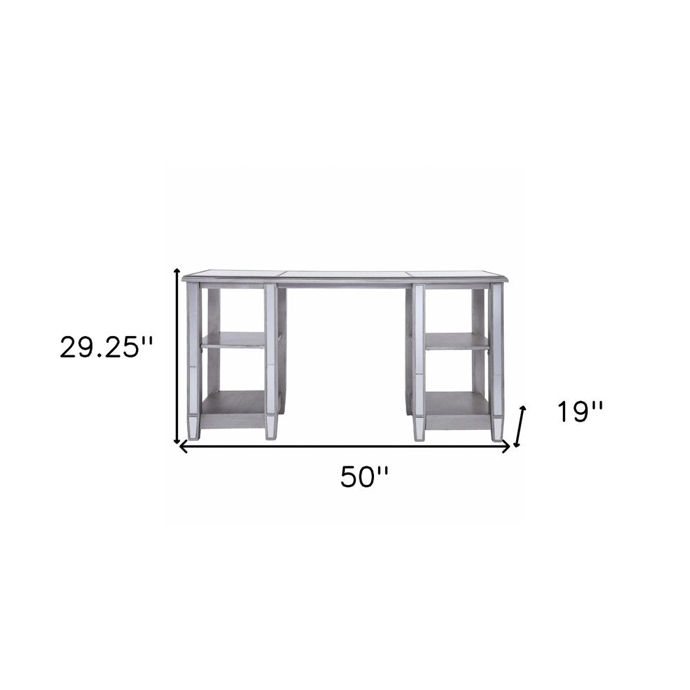 50" Silver Wood Mirrored