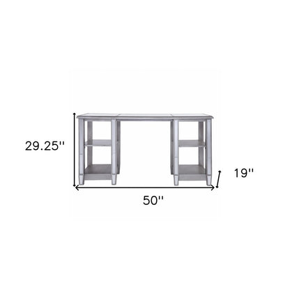 50" Silver Wood Mirrored