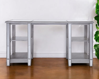 Matte Silver Mirrored Desk