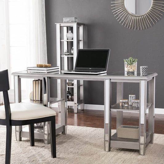 50" Silver Mirrored Writing Desk