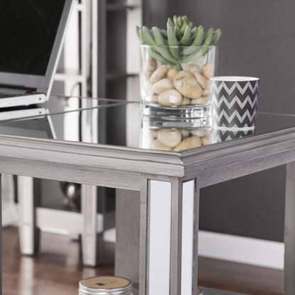 Matte Silver Mirrored Desk