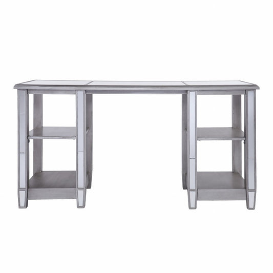 50" Silver Wood Mirrored