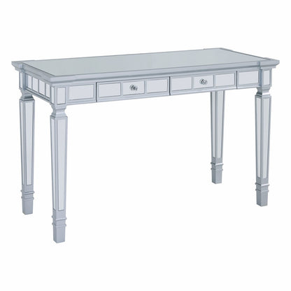 47" Silver Wood Mirrored With Two Drawers