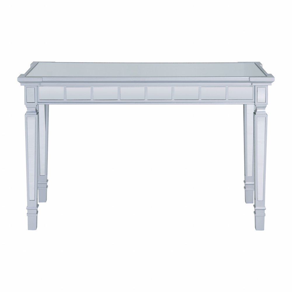 47" Silver Wood Mirrored With Two Drawers